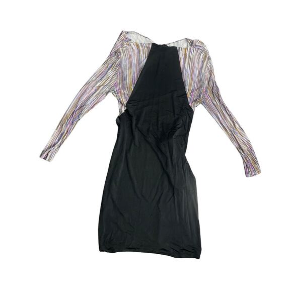 BCBGMAXAZRIA Dress Cowl Neck Multicolor Striped Belted Midi size small - Picture 2 of 5